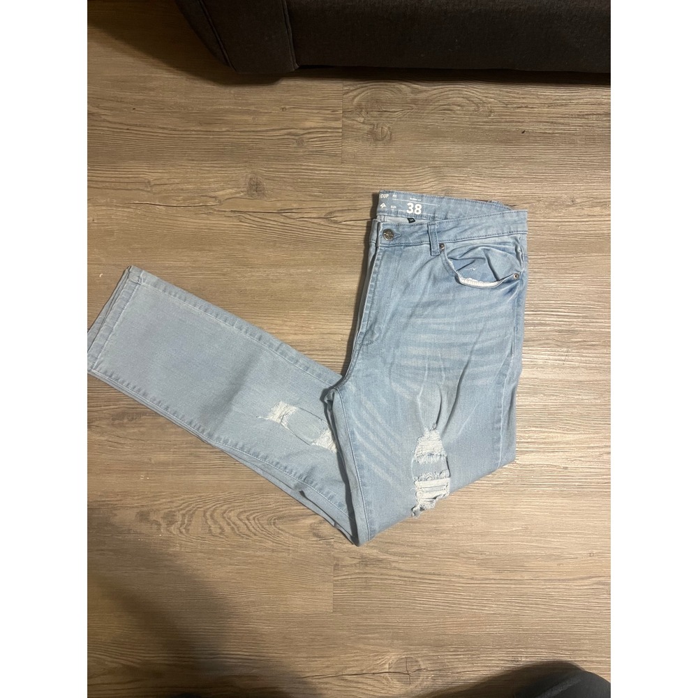 Lifted Research Group LRG Men's Skinny Fit Light Wash Ripped Jeans Size 38